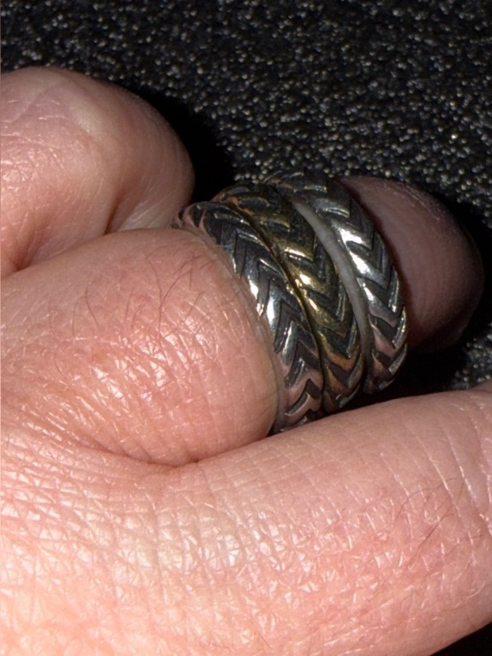 Braided Metal Spinner Ring - Two-Tone Silver & Gold